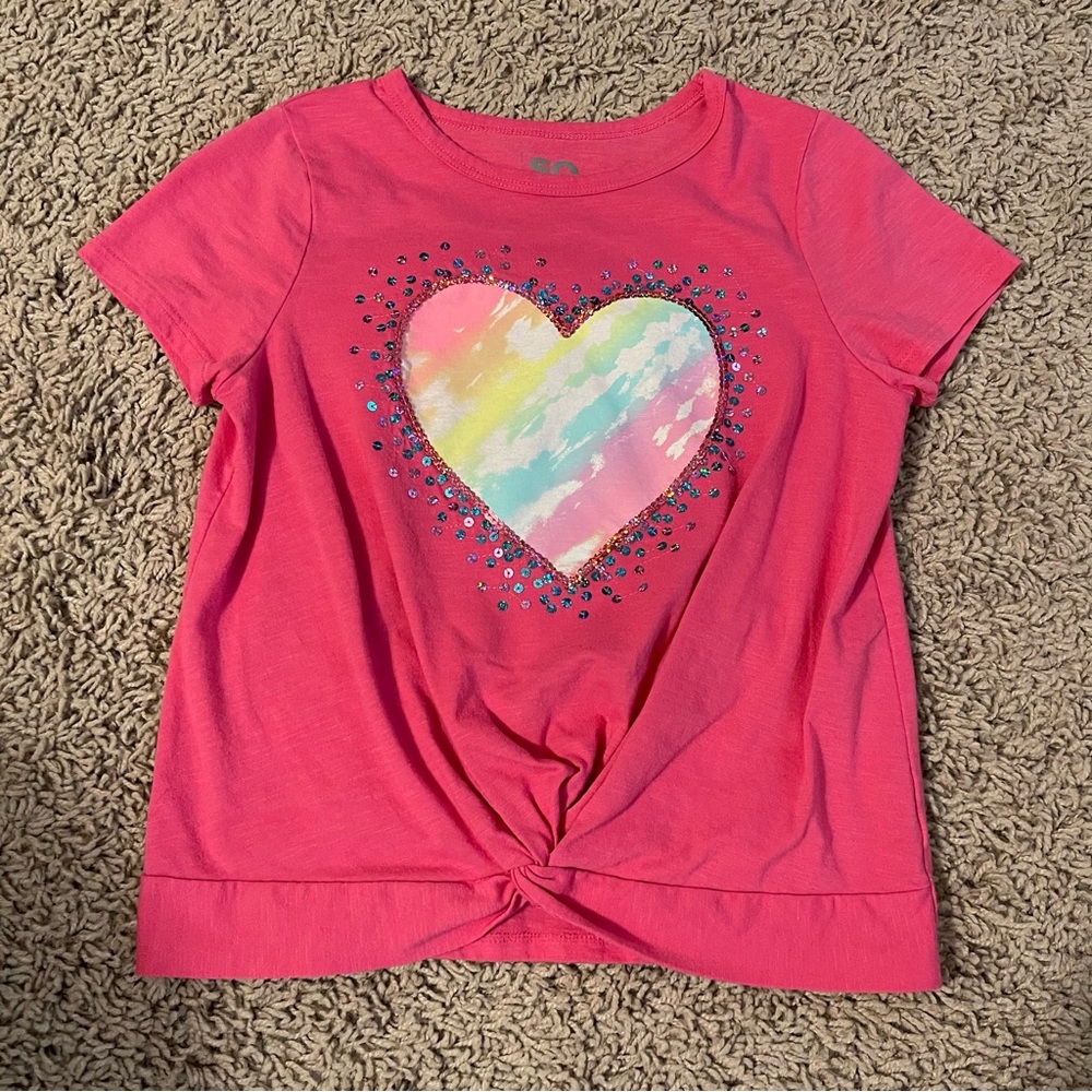 Heart Tie Front Shirt - SO - size 10/12